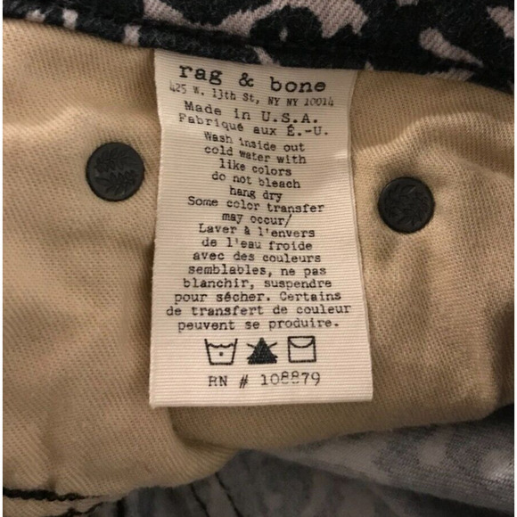 Rag & Bone Skinny Amoeba Printed Black/Brown Leopard Mid Rise Jeans - Size 27 - Picture 7 of 12